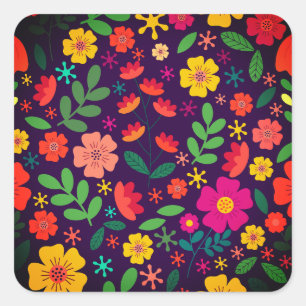 Colorful Flowers – Vibrant Bloom Concept Square Sticker