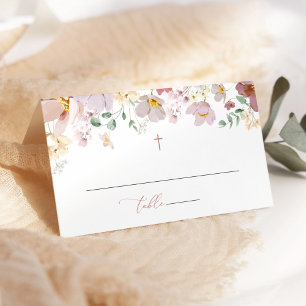 Colorful Flowers, Wildflowers, Boho, Baptism Place Card