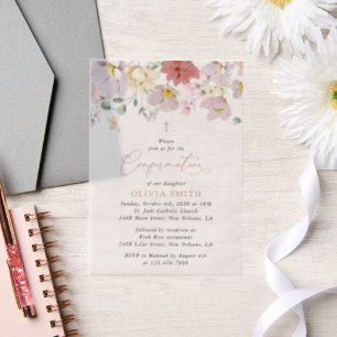Colorful Flowers, Wildflowers, Boho, Confirmation Vellum Invitations