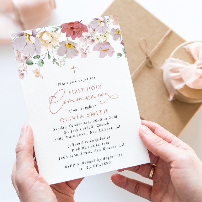 Colorful Flowers, Wildflowers, First Communion Invitation (Creator Uploaded)