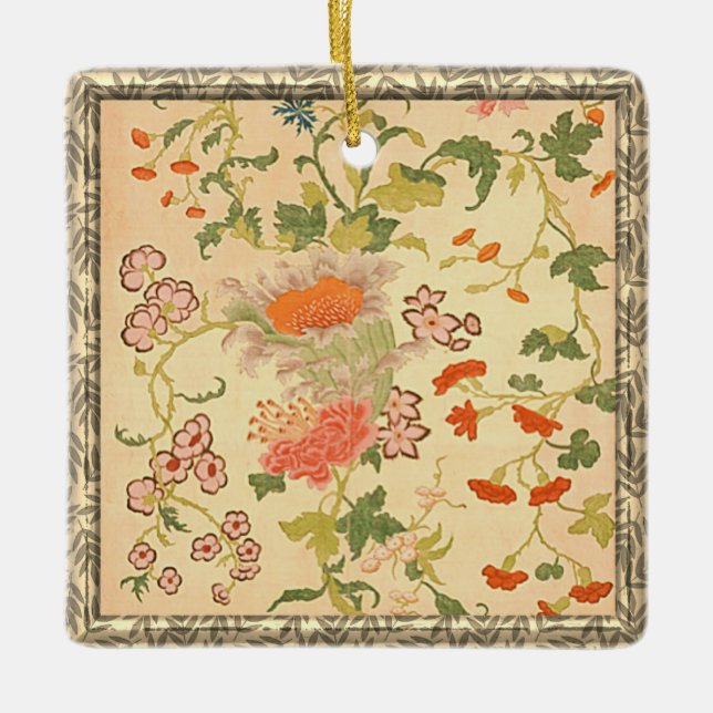 Colorful Flowers Wonderland Ceramic Ornament (Front)