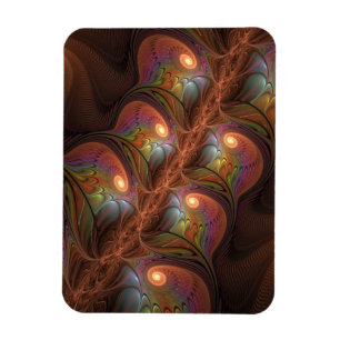 Colorful Fluorescent Abstract Modern Brown Fractal Magnet
