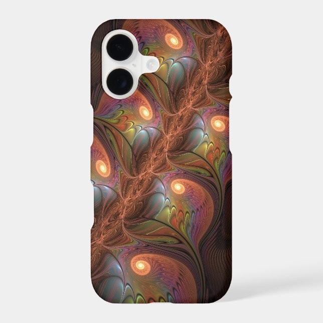 Colorful Fluorescent Abstract Trippy Brown Fractal (Back)