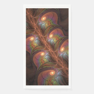 Colorful Fluorescent Abstract Trippy Brown Fractal Napkin