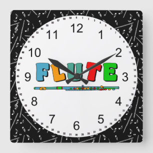 Colorful Flute Square Wall Clock