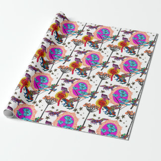 Colorful Flying Frogs Wrapping Paper