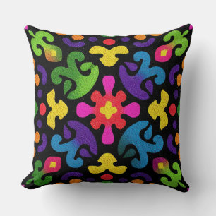 Colorful Folk Abstract Throw Pillow