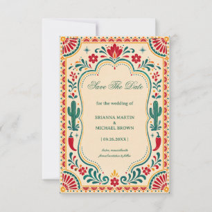 Colorful Folk Botanical Mexican Save The Date