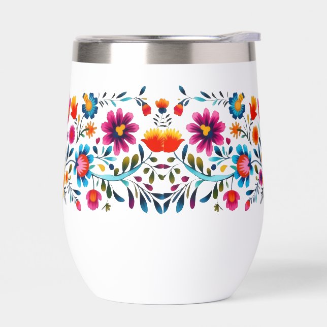 Colorful Folk Floral Tumbler (Left)