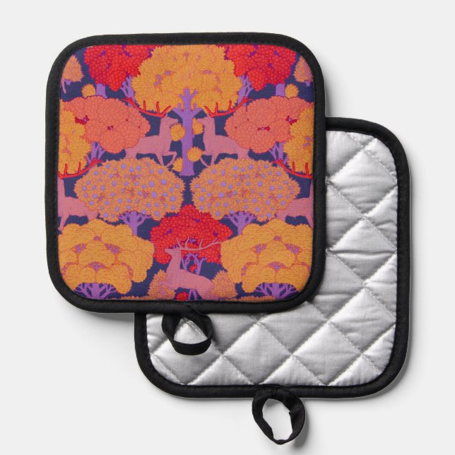 Colorful forest pattern background, seamless  pot holder (Front/Back)