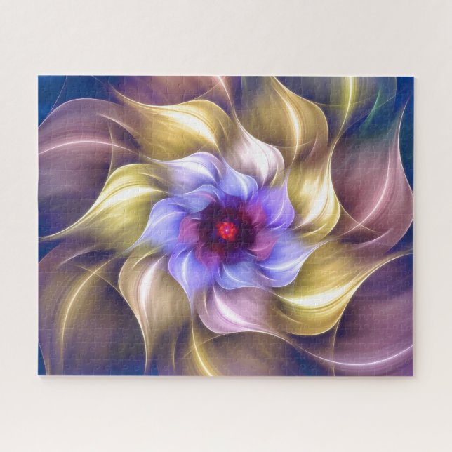 Colorful Fractal Flower Jigsaw Puzzle (Horizontal)