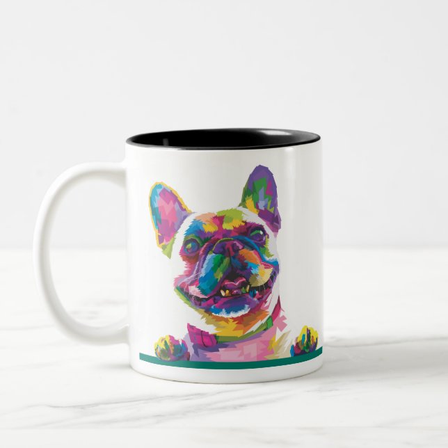Colorful French bulldog Two-Tone Coffee Mug (Left)