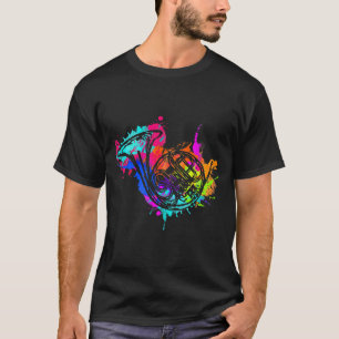 Colorful French Horn Musician Horn Instrument T-Shirt