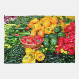 Colorful fresh peppers towel
