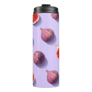Colorful fruit pattern of fresh figs on purple pas thermal tumbler