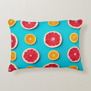 Colorful fruit pattern of fresh orange and grapefr accent pillow