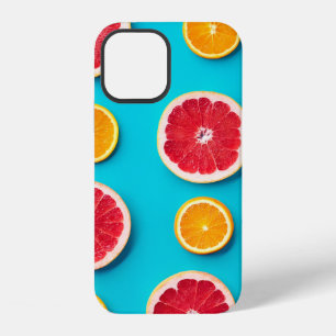 Colorful fruit pattern of fresh orange and grapefr iPhone 12 case