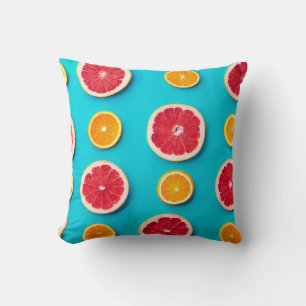 Colorful fruit pattern of fresh orange and grapefr throw pillow