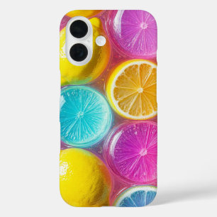 Colorful Fruit Slice Design with Glossy Texture iPhone 16 Case