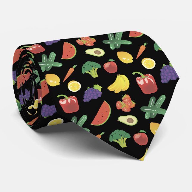Colorful Fruits and Vegetables Tie (Rolled)