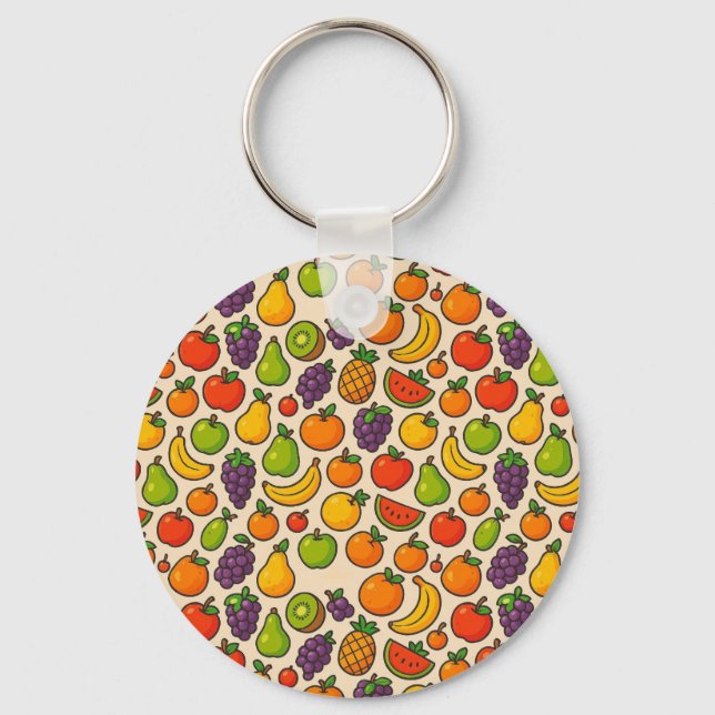 Colorful fruits patterned keychain (Front)