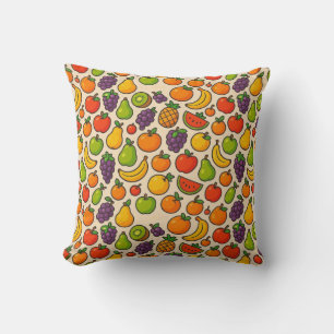 Colorful fruits patterned throw pillow