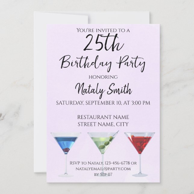 Colorful fun cocktails invitation (Front)