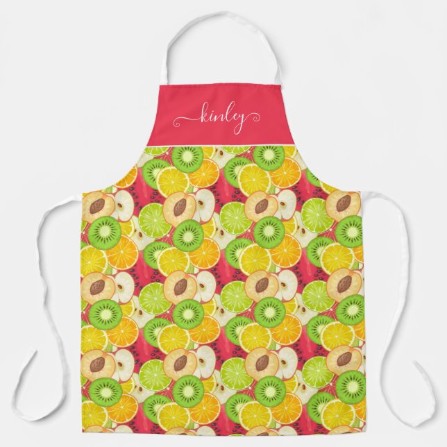 Colorful Fun Fruit Pattern Apron (Front)
