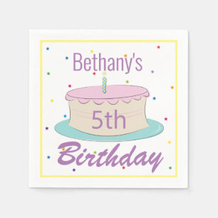Colorful Fun Kids Birthday Cake Party Napkin