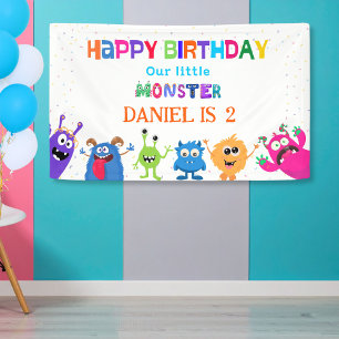 Colorful Fun Little Monster Birthday Party Banner