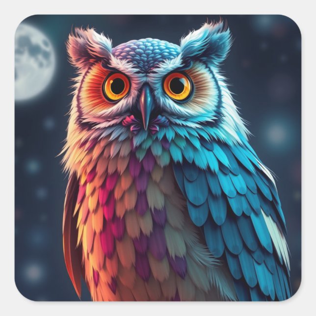 Colorful Fun Owl Stickers (Front)