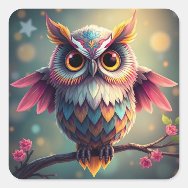 Colorful Fun Owl Stickers (Front)