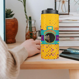 Colorful Fun Retro Dots Vintage Graduate Cam Photo Thermal Tumbler