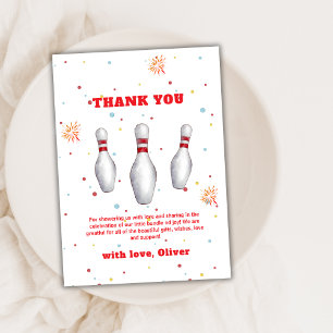 Colorful Fun Strike Up Bowling Baby Shower Thank You Card