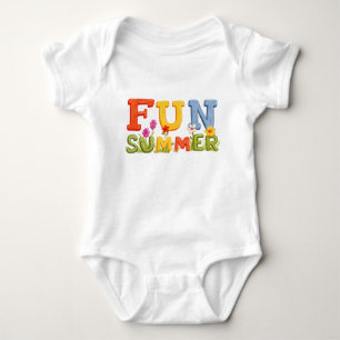 Colorful Fun Summer Text with Flowers Baby Bodysuit