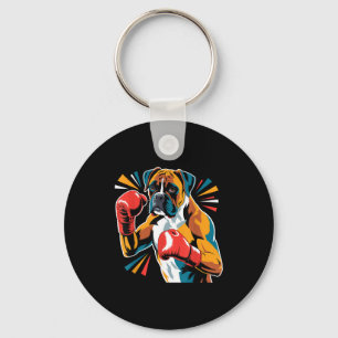 Colorful Funny Boxing Dog Lovers Kickboxing Boxer Keychain