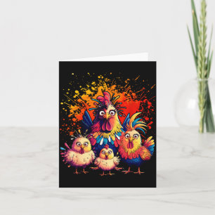 Colorful Funny Chicken Art Card