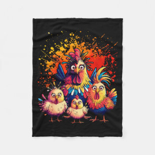 Colorful Funny Chicken Art Fleece Blanket