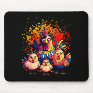 Colorful Funny Chicken Art Mouse Pad