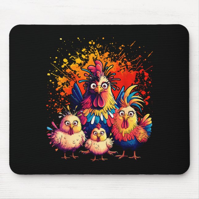 Colorful Funny Chicken Art  Mouse Pad (Front)