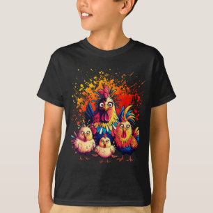 Colorful Funny Chicken Art  T-Shirt