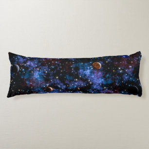 Colorful galaxies, stars and planets body pillow