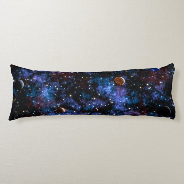 Colorful galaxies, stars and planets body pillow (Front)