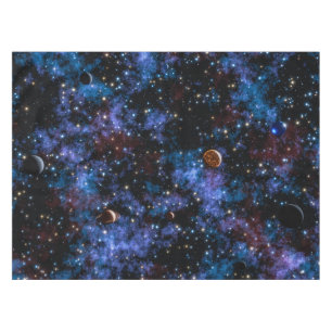 Colorful galaxies, stars and planets tablecloth