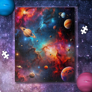 colorful galaxy with stars and nebulas jigsaw puzzle