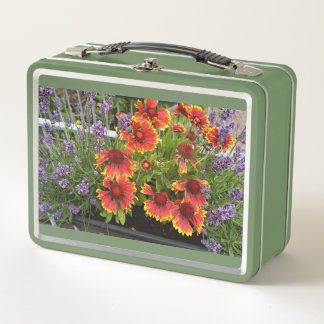 Colorful Garden Flowers Metal Lunch Box