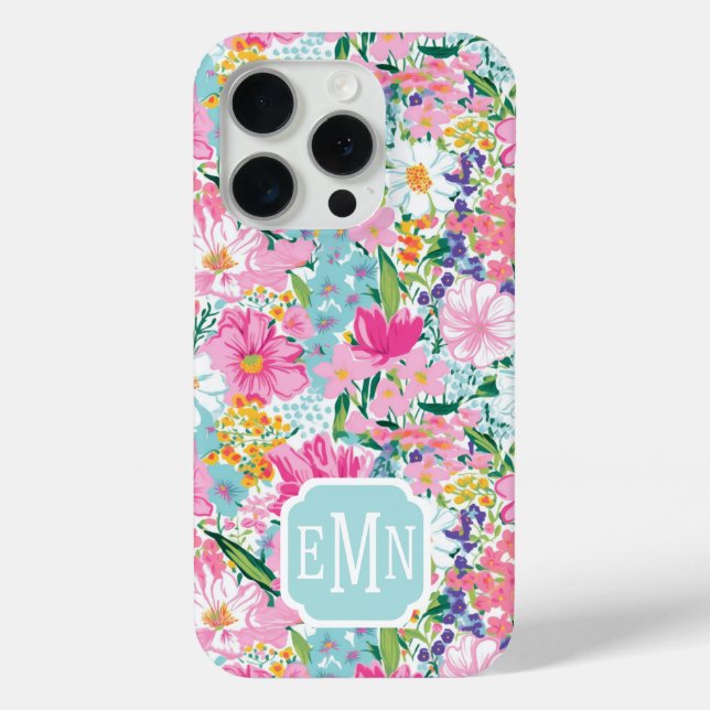Colorful Garden Monogrammed Case-Mate iPhone Case (Back)