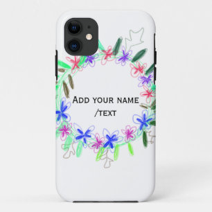 colorful garland wreath Christmas waadd name text  iPhone 11 Case