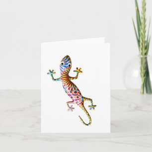 Colorful gecko lizard card