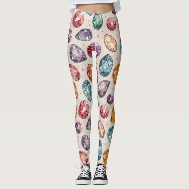 Colorful Gemstone Pattern (1) Leggings (Front)